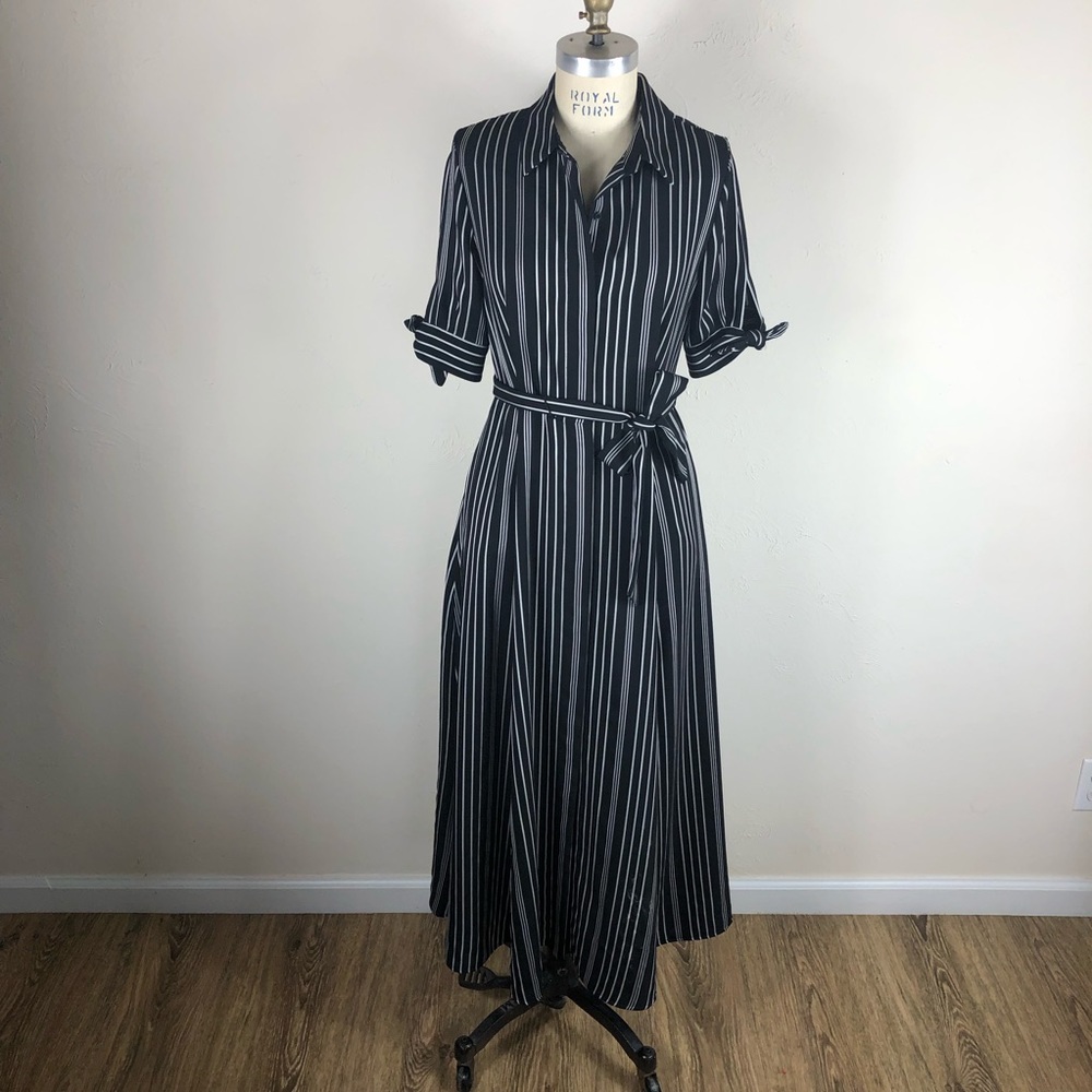 Calvin Klein | Black White Striped Swing Dress